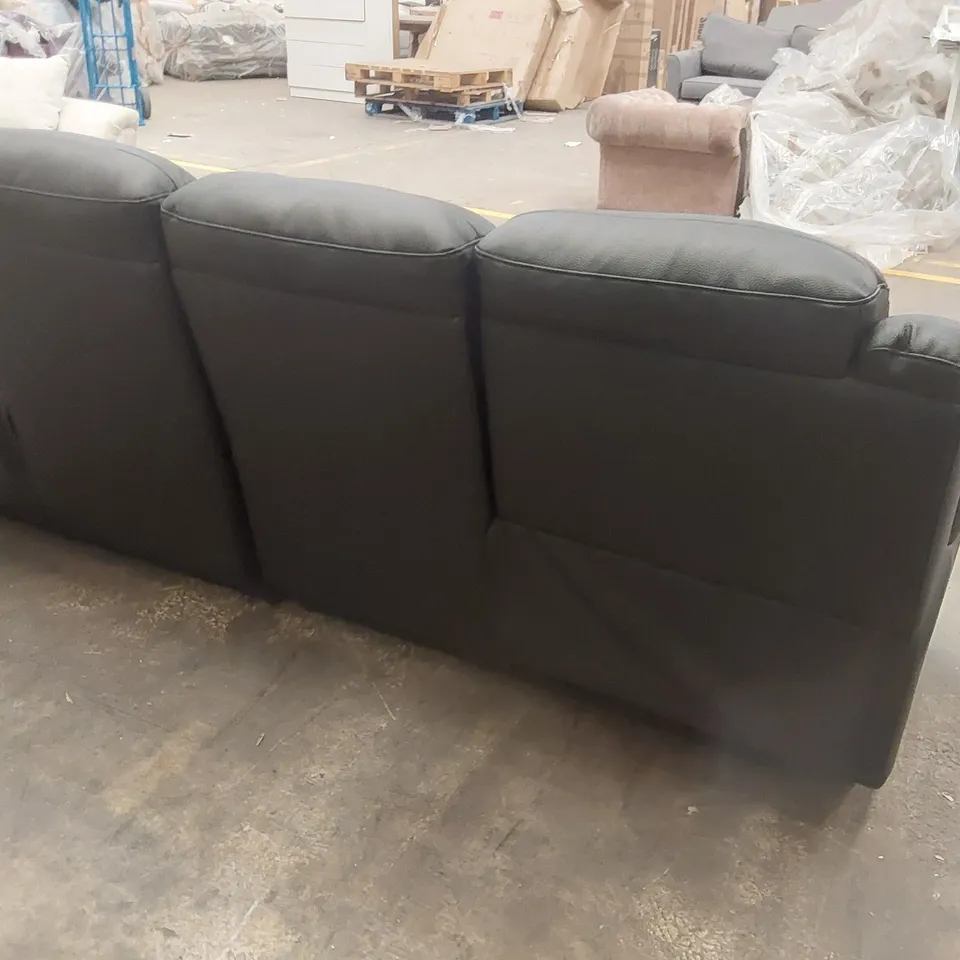 QUALITY DESIGNER FAUX LEATHER MANUAL RECLINING 4 SEATER SOFA - BLACK 