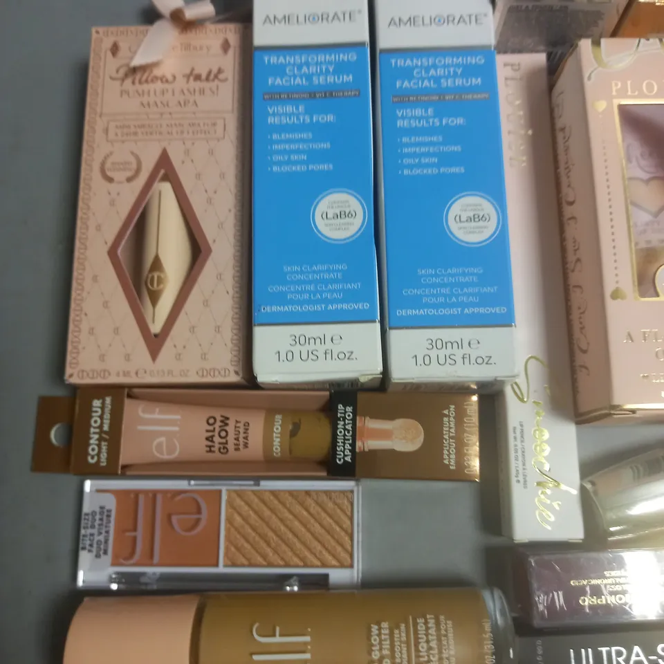 LOT OF APPROXIMATELY 25 ASSORTED HEALTH AND BEAUTY ITEMS TO INCLUDE DIOR MASCARA, E.L.F LIQUID FILLER, AMELIORATE FACIAL SERUM AND HALO BEAUTY WAND