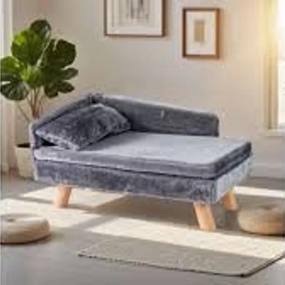 BOXED DOG SOFA BED WITH REMOVABLE COZY PADDED PAD AND PILLOW