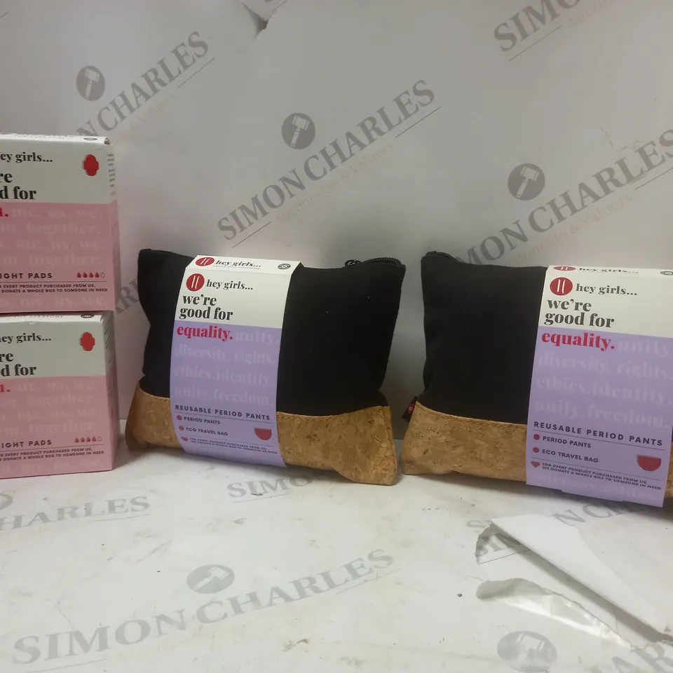 BOX OF HEY GIRLS PRODUCTS TO INCLUDE REUSABLE PERIOD PANTS