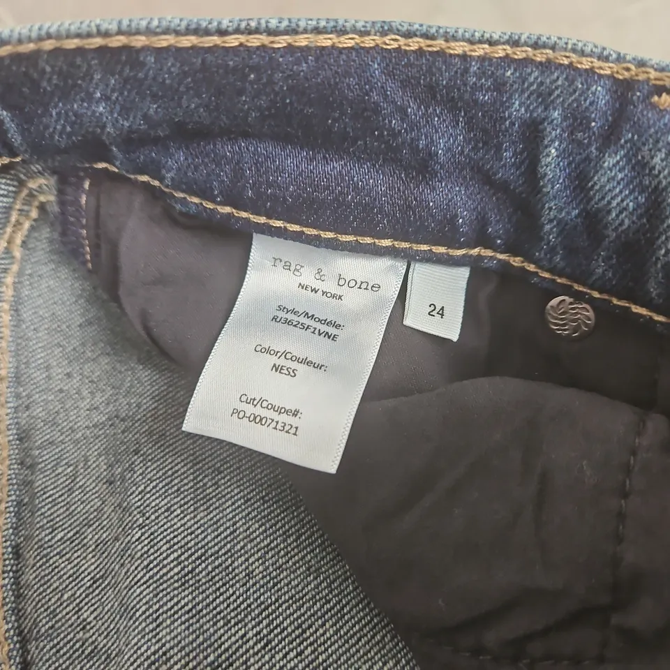 RAG & BONE HARLOW MR FULL STRAIGHT JEANS IN BLUE - SIZE 24