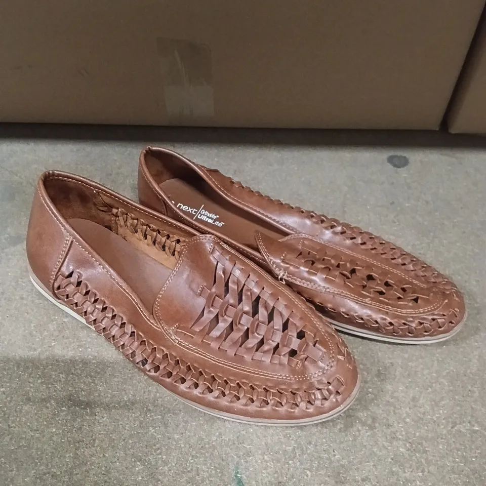 NEXT BROWN LEATHER SLIP-ON LOAFERS – SIZE 9