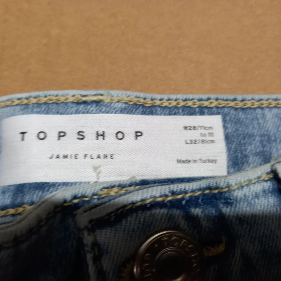 TOPSHOP JAMIE FLARE LIGHT DENIM JEANS - SIZE EU28 L32