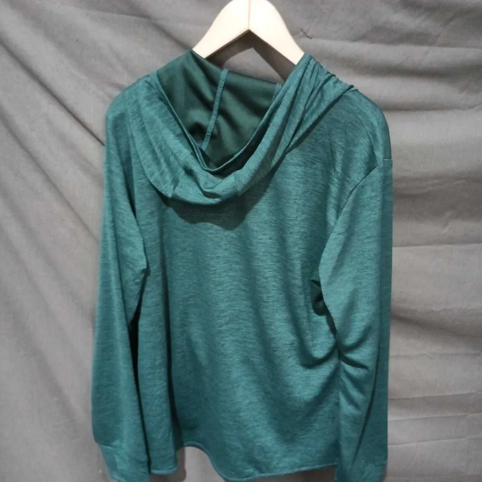 TEAL PULLOVER HOODIE WITH HOOD – UK SIZE M 