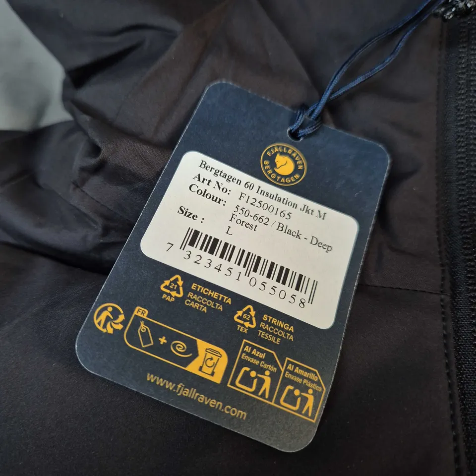 FJÄLLRÄVEN BERGTAGEN 60 INSULATION JACKET – FOREST/BLACK, UK SIZE L