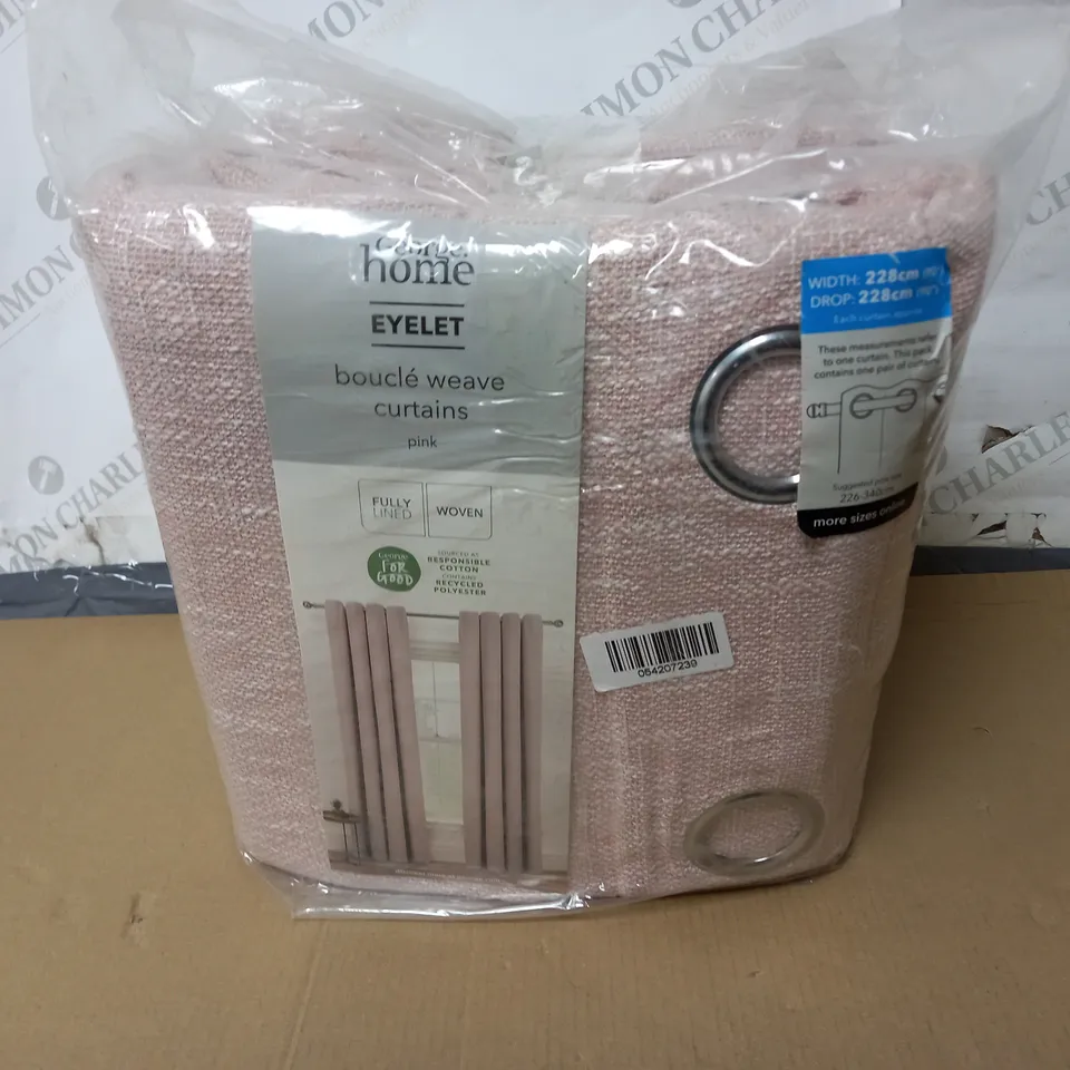 BOUCLE WEAVE CURTAINS IN PINK - 228 X 228CM