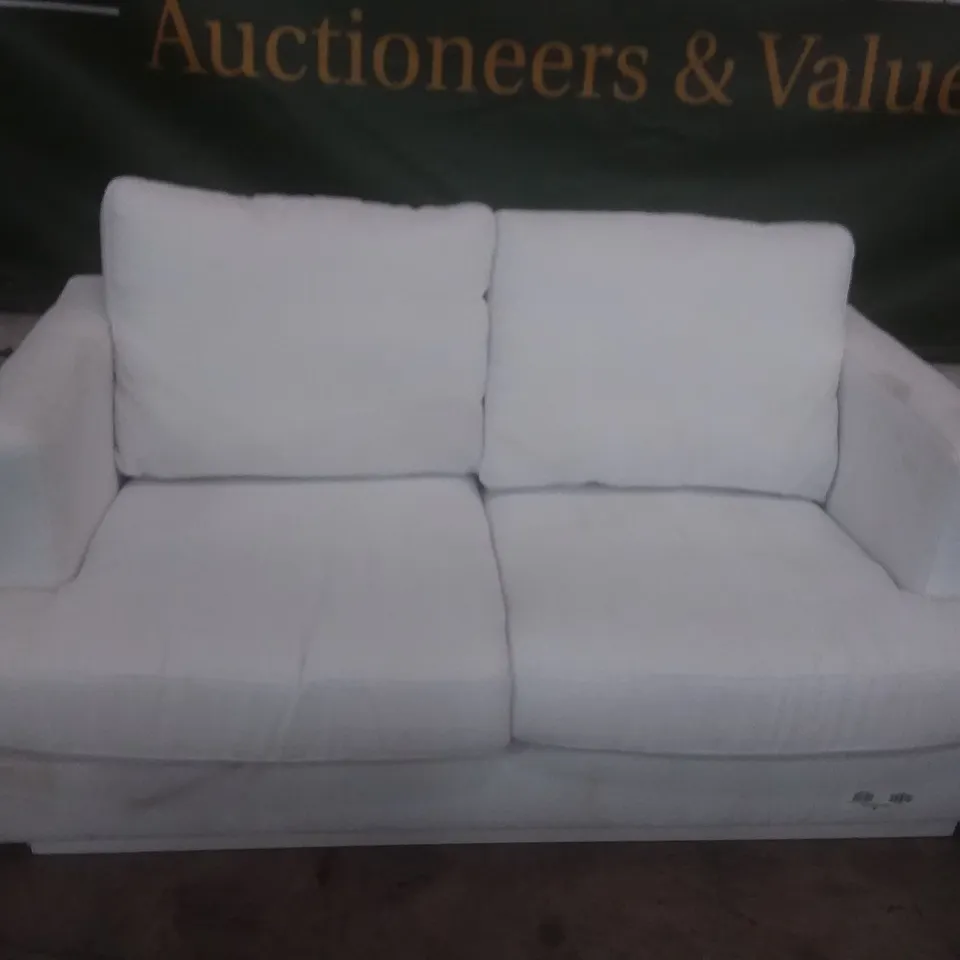QUALITY DESIGNER SLF 2 SEATER SOFA - WHITE FABRIC 