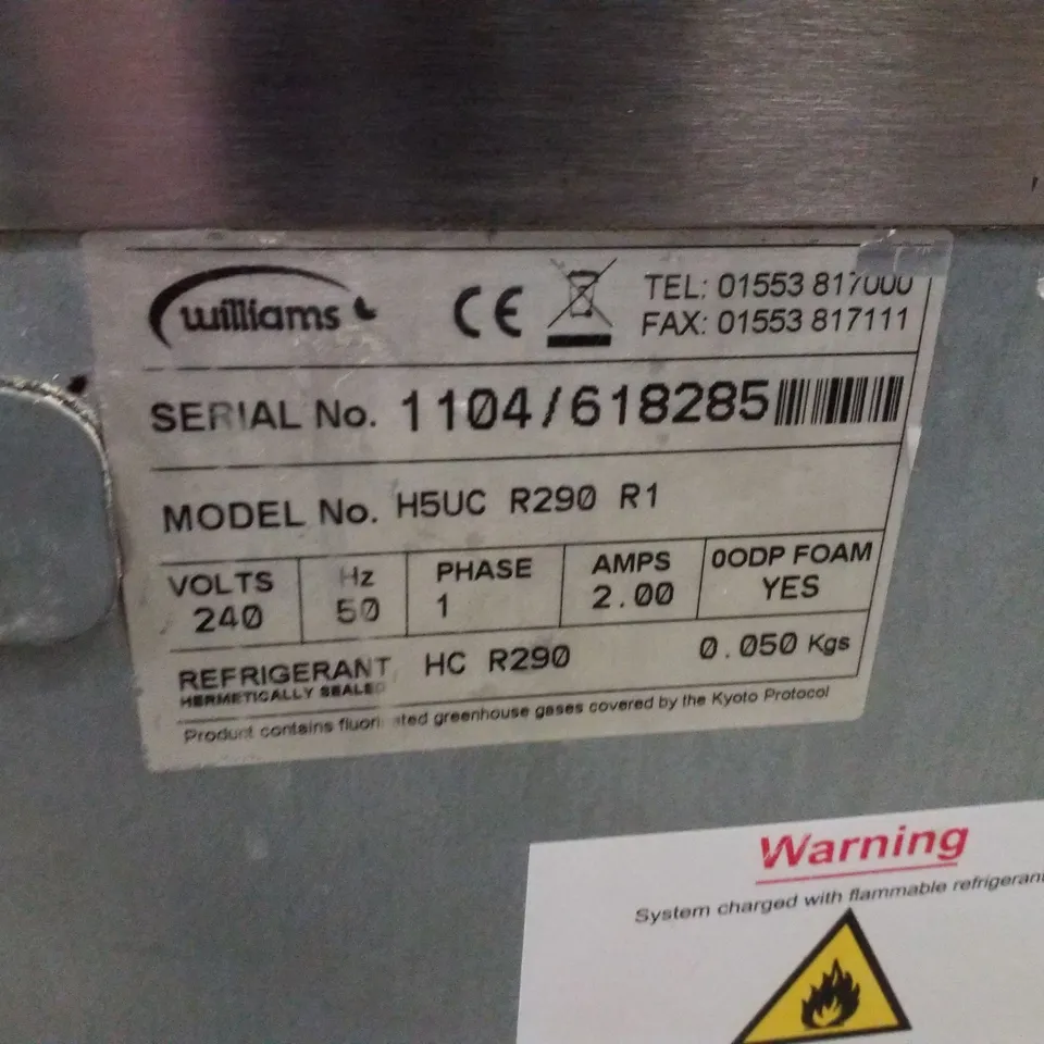 WILLIAMS H5UC R290 R1 STAINLESS UNDER COUNTER FRIDGE