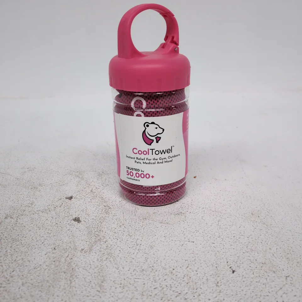 COOLTOWEL PINK WATER BOTTLE WITH LOOP CAP