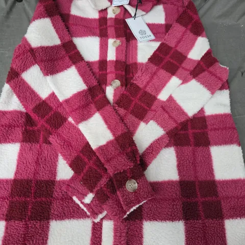 TOG24 SALLY WOMEN'S SHERPA FLEECE SHACKET IN PINK/WHITE SIZE 8