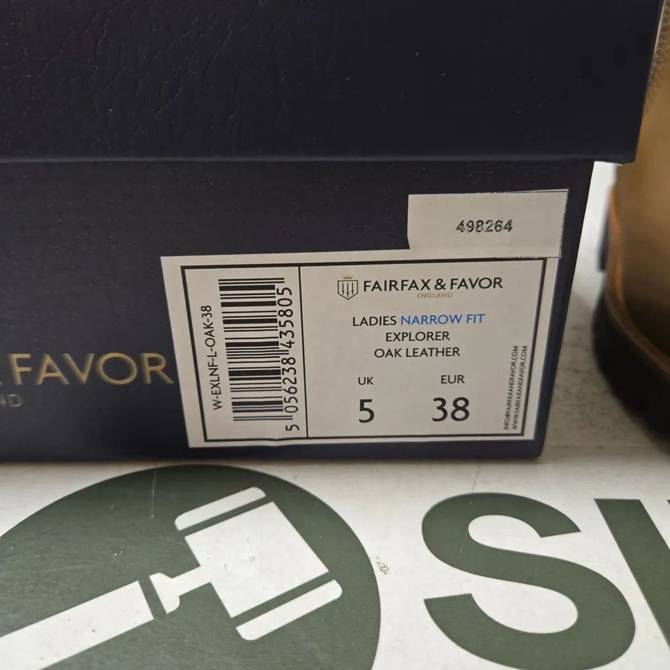 FAIRFAX & FAVOR LADIES NARROW FIT EXPLORER BOOTS - OAK LEATHER, UK 5 (EUR 38)