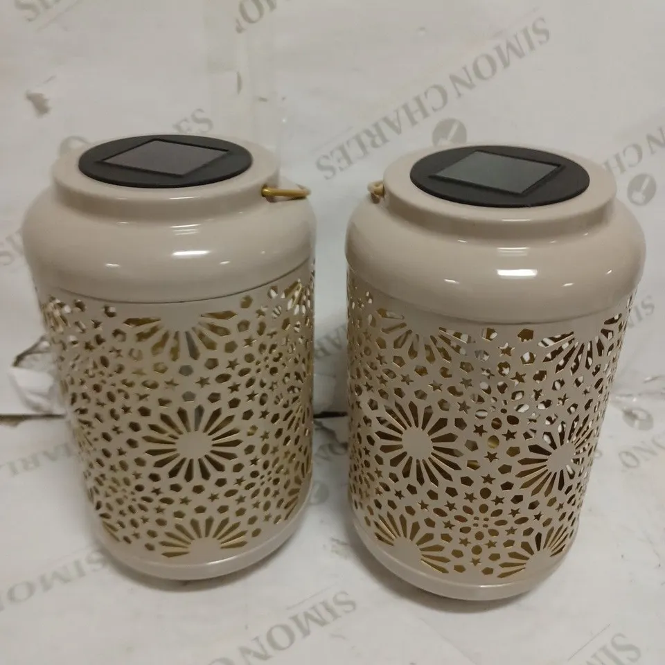 GARDEN REFLECTIONS SET OF 2 PATTERNED SOLAR LANTERNS