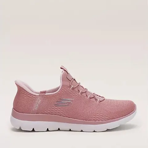 SKECHERS SUMMITS DREAM CHASER SLIP-INS TRAINERS, DARK ROSE - SIZE 6