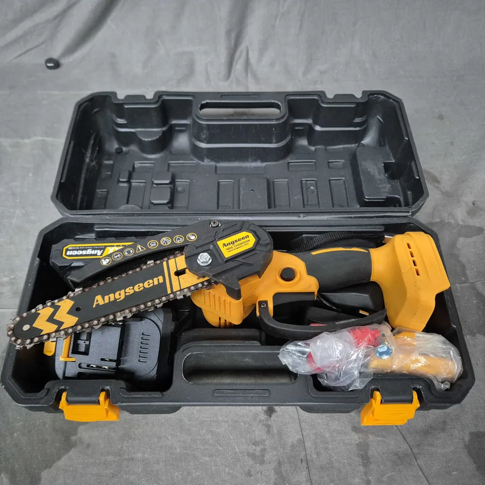 ANGSEEN MINI CHAINSAW - CORDLESS BATTERY-POWERED, IN CASE