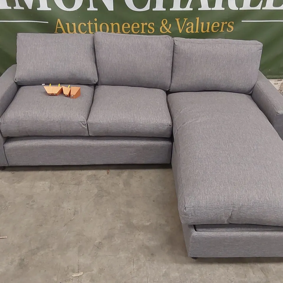 QUALITY DESIGNER ASHWELL CHAISE STORAGE SOFA - MERCURY FABRIC