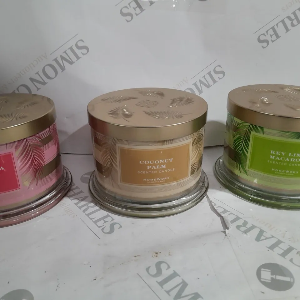 BOX OF 3 CANDLES BY HARRY SLATKIN TO INCLUDE PAPAYA MELON, COCONUT PALM AND KEY LIME 