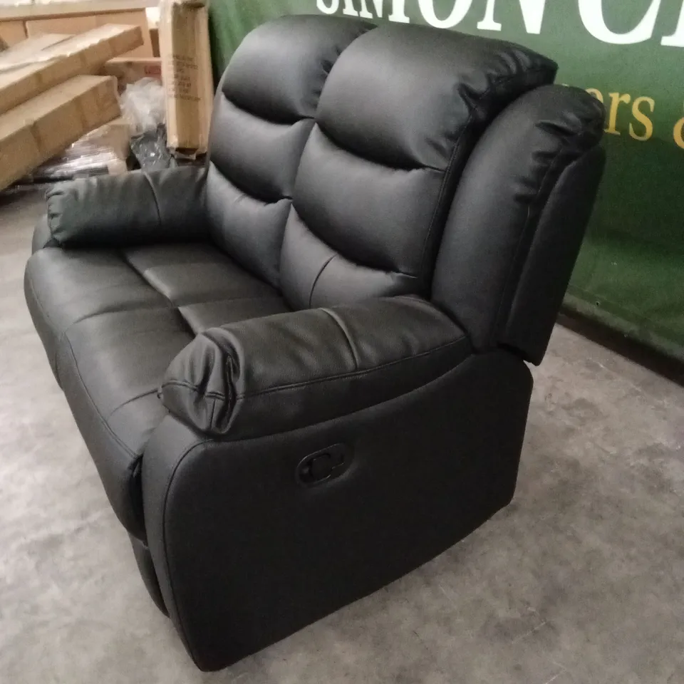 ROTHBURY LUXURY FAUX LEATHER HIGH BACK 2 SEATER MANUAL RECLINER SOFA - BLACK RRP £629