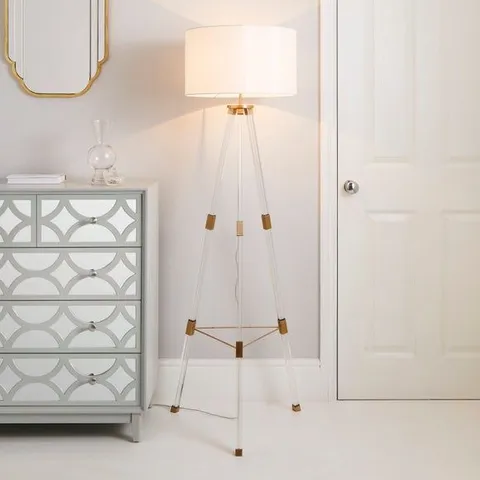 BOXED HOTEL FINLEY TRIPOD FLOOR LAMP GOLD