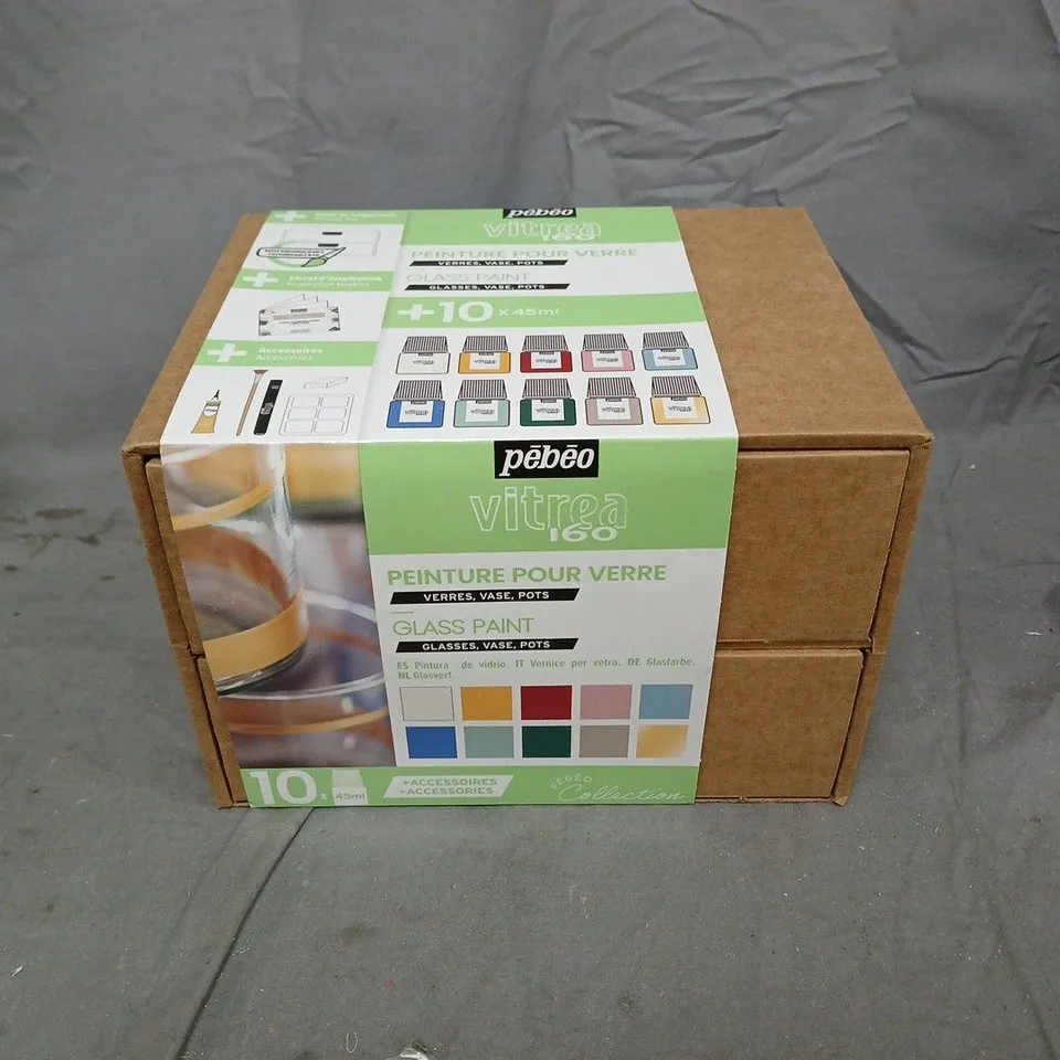 BOXED PEBEO VITREA 160 GLASS PAINTING COLLECTION SET 10 X 45ML WATER BASED CRAFT PAINT