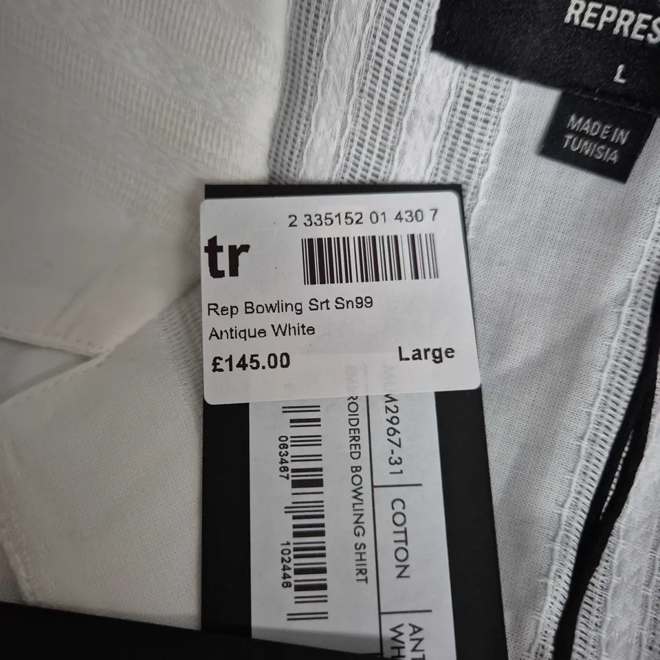 REPRESENT BOWLING SHIRT - ANTIQUE WHITE - UK SIZE L