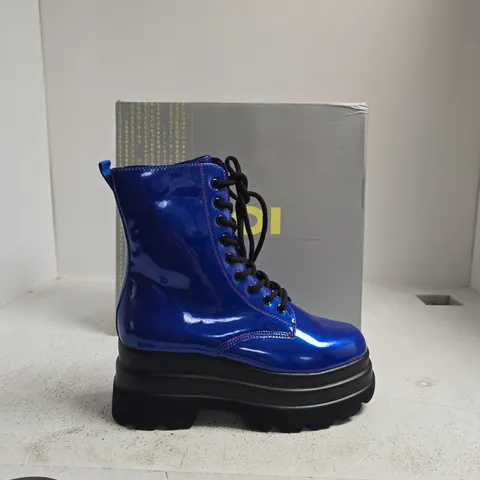 KOI DEATHWATCH TRIDENT PLATFORM BOOTS - COBALT BLUE, UK 3