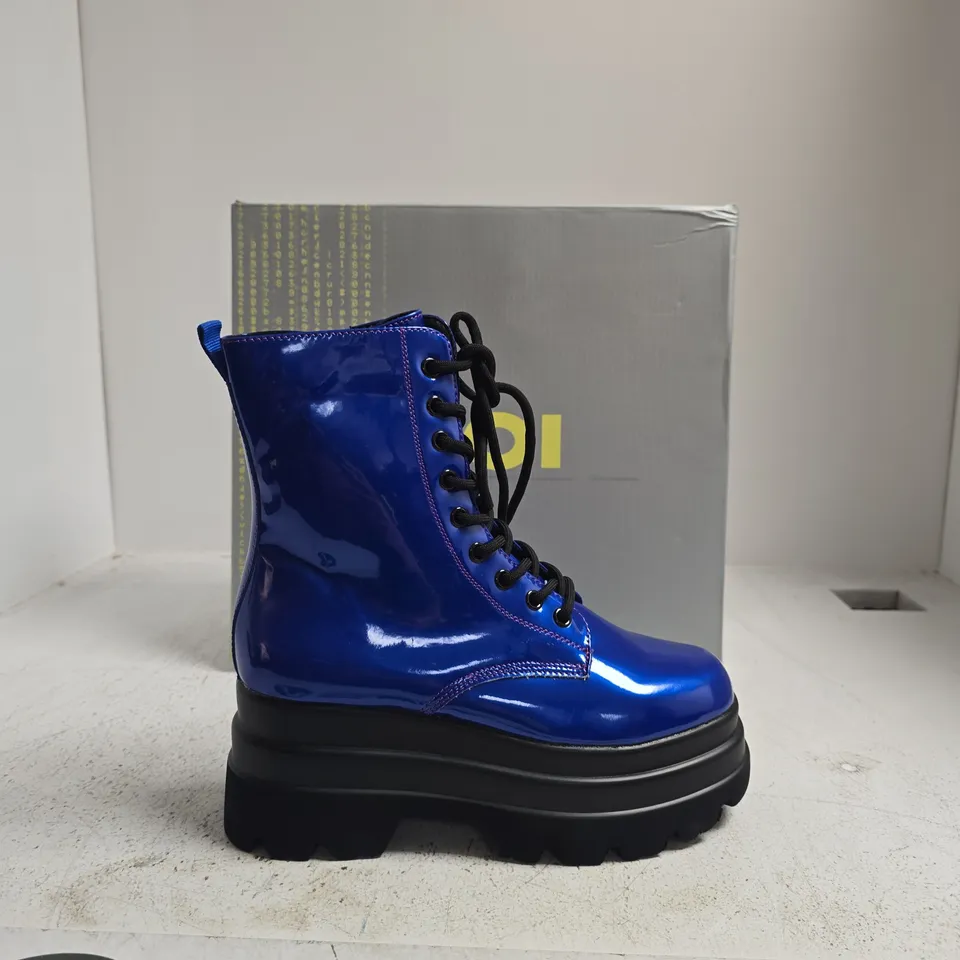 KOI DEATHWATCH TRIDENT PLATFORM BOOTS - COBALT BLUE, UK 4