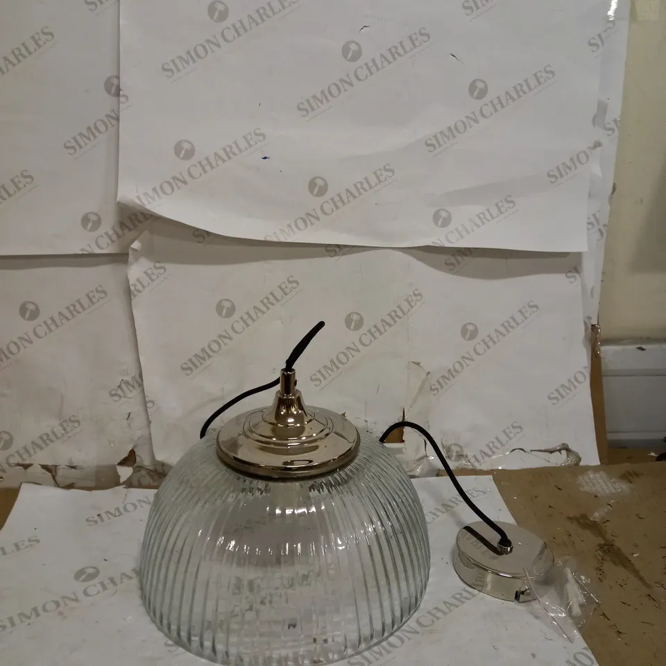 DAR LIGHTING POLISHED NICKEL + GLASS PENDANT