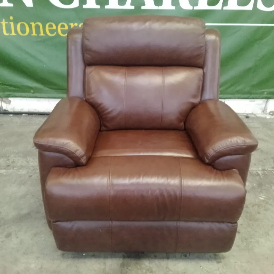QUALITY DESIGNER ARMCHAIR - BROWN LEATHER