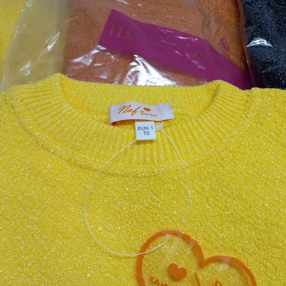 LOT OF 15 NAF NAF ROUND NECK JUMPERS - VARIOUS SIZES AND COLOURS