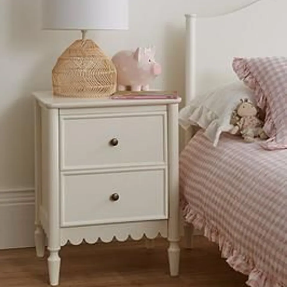 BOXED SCALLOP BEDSIDE CHEST - WHITE (1 BOX)