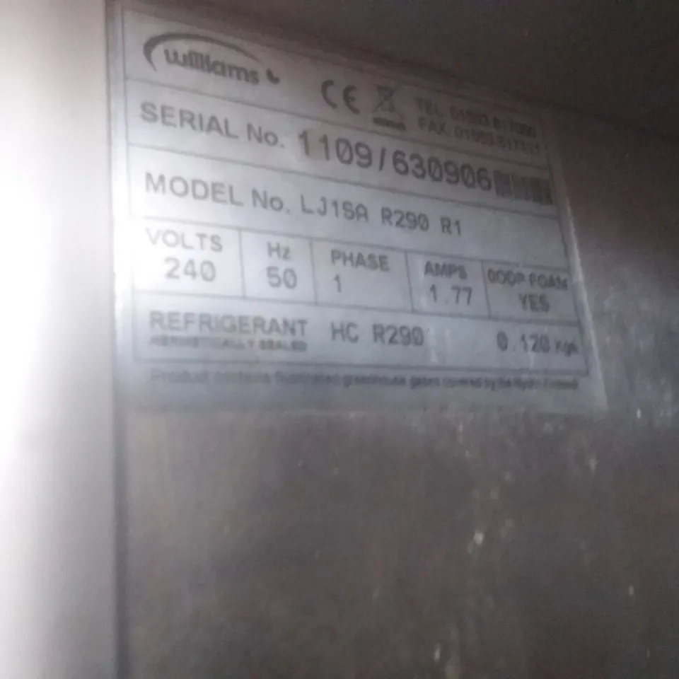 WILLIAMS LJ1SA R290 R1 UPRIGHT FREEZER - L740 X W820 X H1960MM