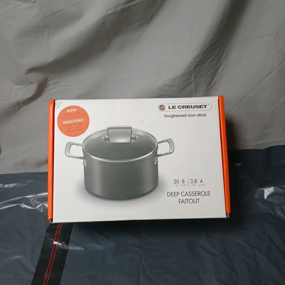 LE CREUSET DEEP CASSEROLE FAITOUT 20 CM – TOUGHENED NON-STICK, BOXED