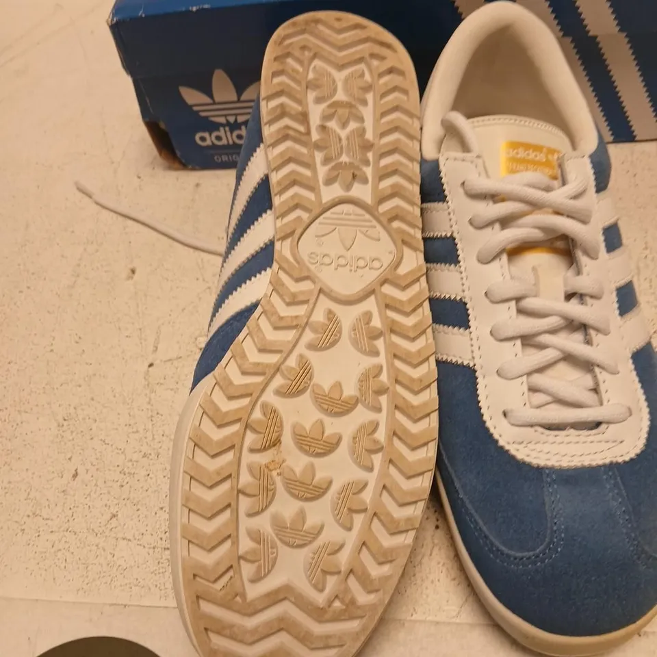 ADIDAS BECKENBAUER TRAINERS – BLUE/WHITE, UK 8.5 (US 9) – BOXED
