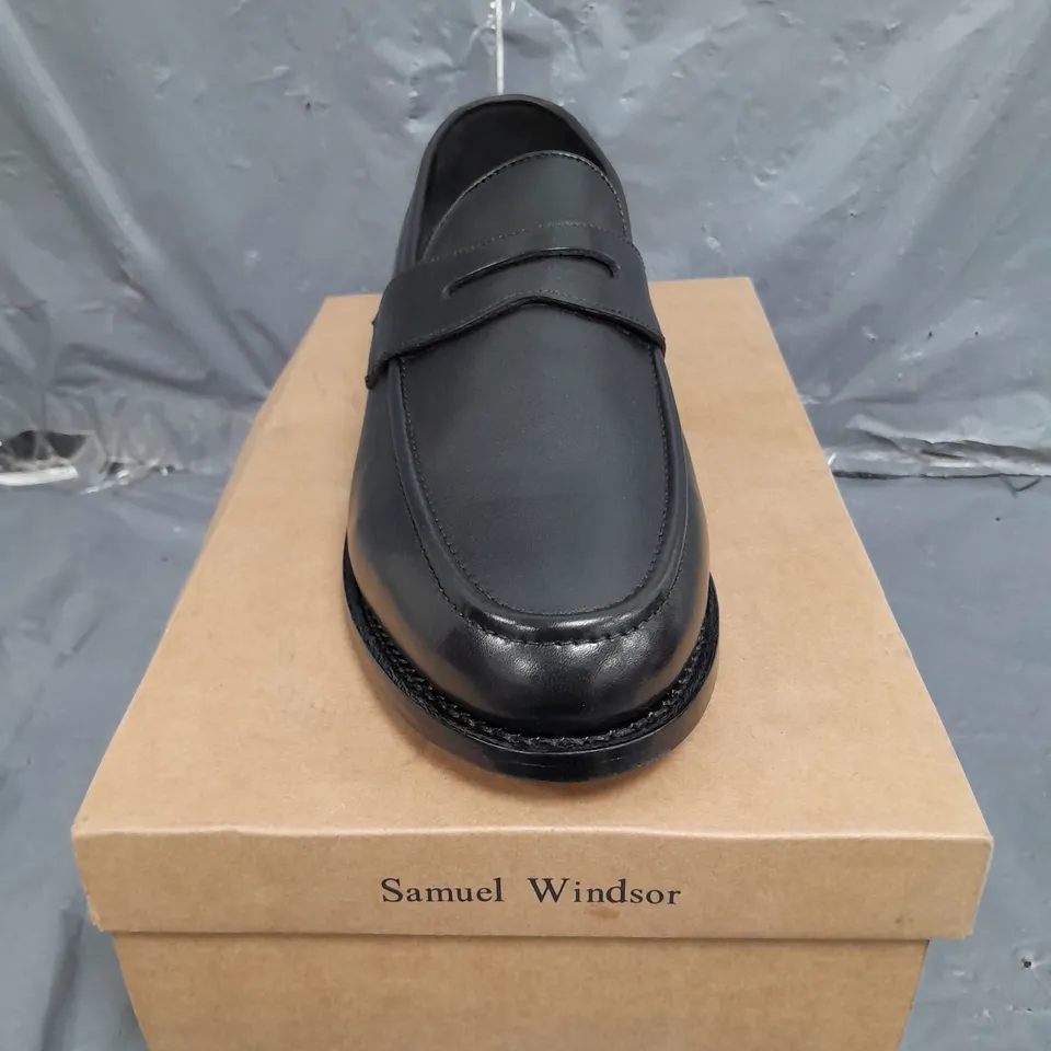 BOXED SAMUEL WIDMOR BLACK LEATHER SHOES SIZE 13