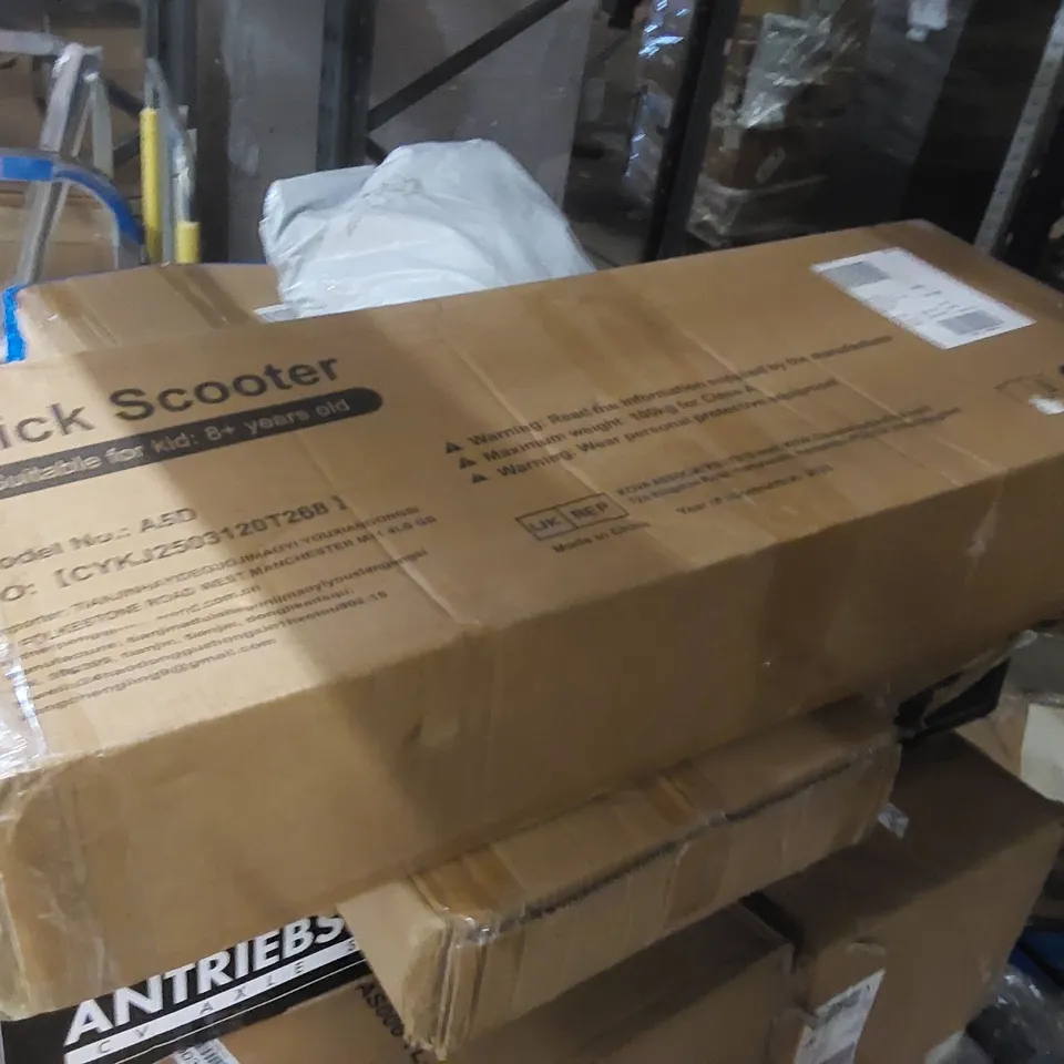 PALLET CONTAINING A LARGE ASSORTMENT OF CONSUMER PRODUCTS INCLUDING: KICK SCOOTER, DESK FAN, DAY PLUS VACUUM, CV AXLE SHAFT ECT