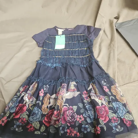 MONSOON GIRLS' NAVY FLORAL DRESS, 3–4 YRS