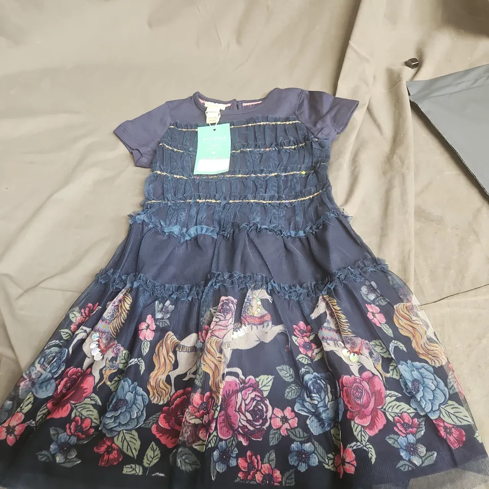 MONSOON GIRLS' NAVY FLORAL DRESS, 3–4 YRS