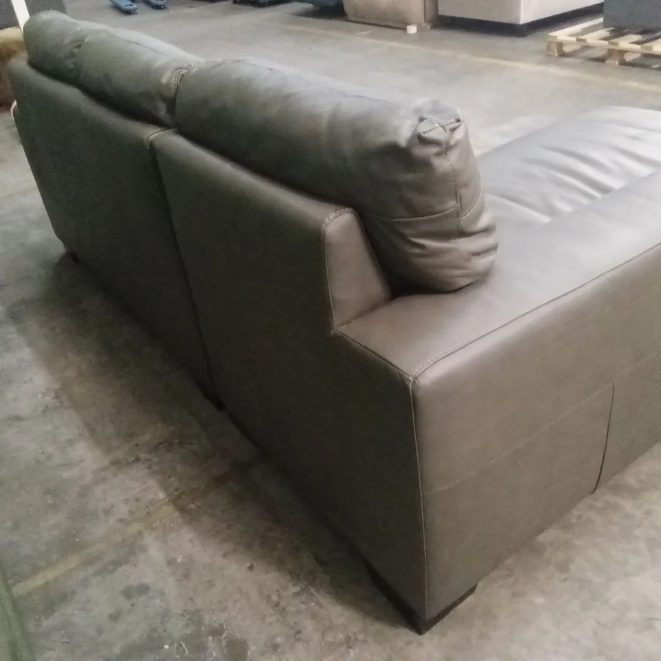 HAMPSHIRE ITALIAN LEATHER LEFT HAND 3 SEATER CHAISE - VINTAGE GREY RRP £1699