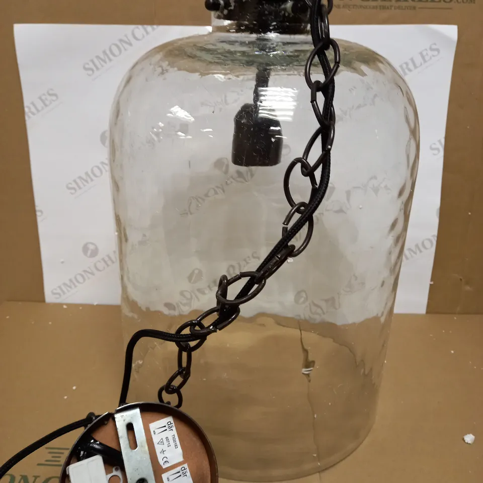 DAR LIGHTING TIGODA 1LT SINGLE PENDANT BRONZE AND GLASS LIGHT FIXTURE 