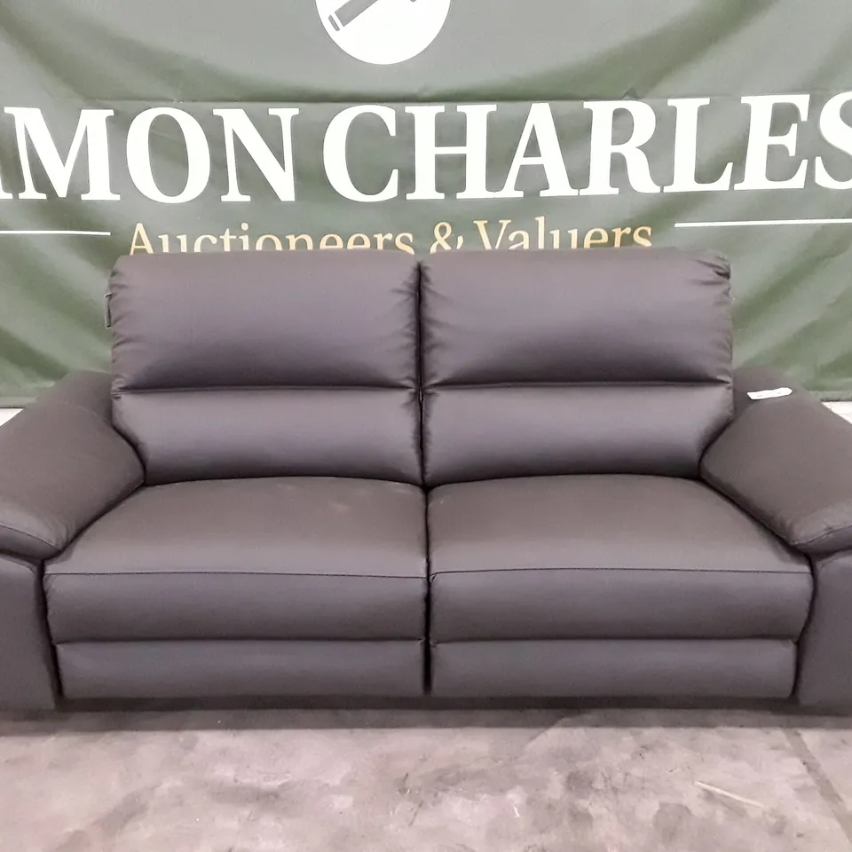 DESIGNER PAVILION SOFT GREY LEATHER ELECTRIC RECLINING 3 SEATER SOFA