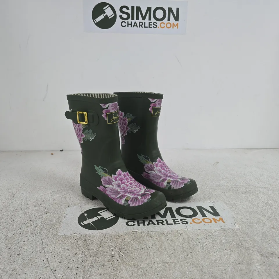 JOULES FLORAL WELLINGTON BOOTS – GREEN UK 6 UNBOXED