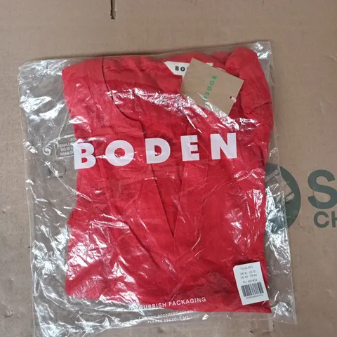 BAGGED BODEN RAE LINEN TOP IN RED SIZE UK 16