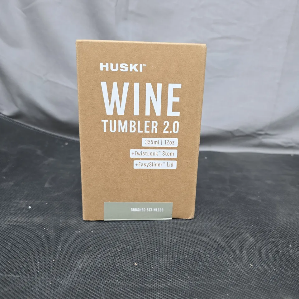SEALED HUSKI WINE TUMBLER 2.0 – BRUSHED STAINLESS, 355ML