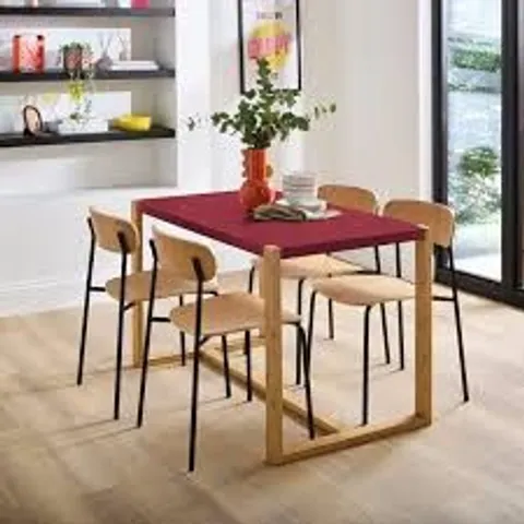 BOXED ARNIE RECTANGLE 4 SEATER DINING TABLE - BURGUNDY (1 BOX)