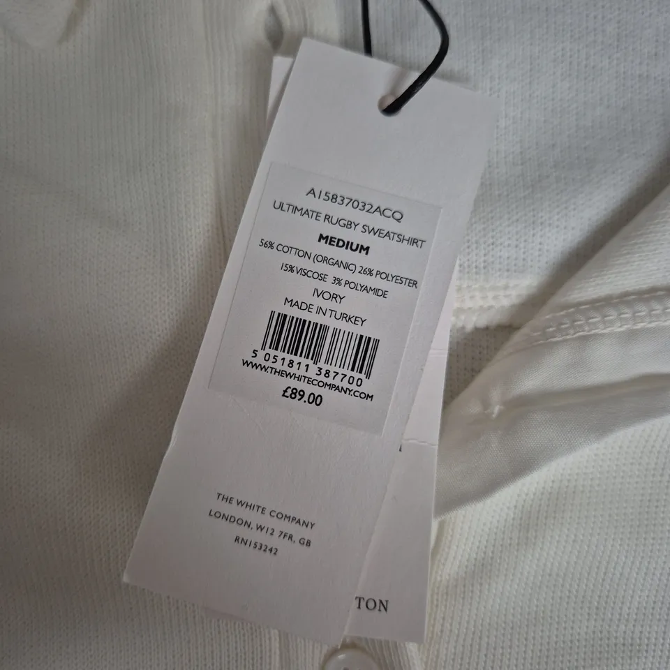 THE WHITE COMPANY ULTIMATE RUGBY SWEATSHIRT – IVORY – UK SIZE MEDIUM (M)