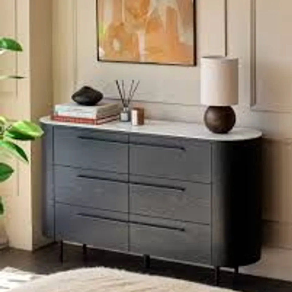 BOXED DANETTI MANHATTAN WHITE CERAMIC CHEST OF DRAWERS