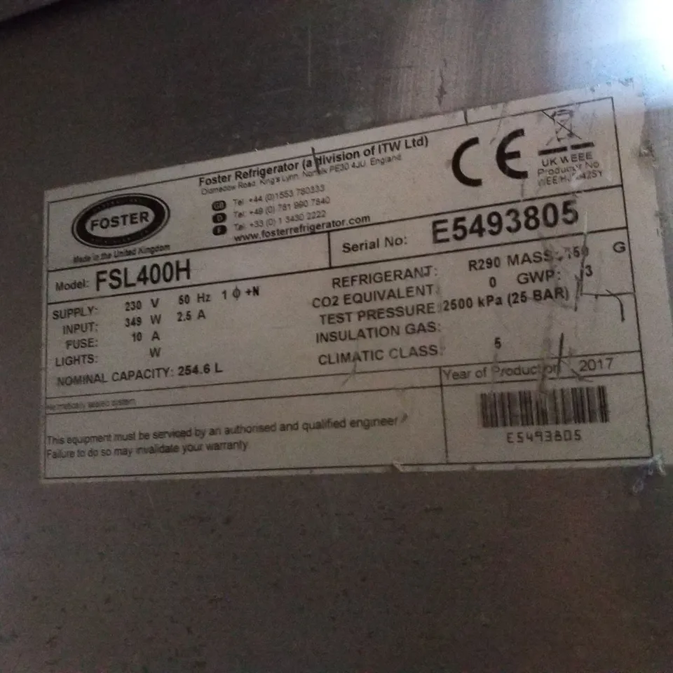 FOSTER FSL400H UPRIGHT SLIMLINE FRIDGE 