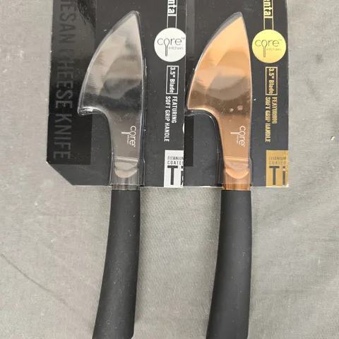 SET OF CORE KITCHEN ELEMEMTAL SILVER/BRONZE PARMESAN CHEESE 3.5" KNIVES