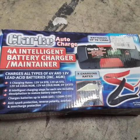 BOXED CLARKE AIR CHARGE 4A INTELLIGENT BATTERY CHARGER/MAINTAINER 
