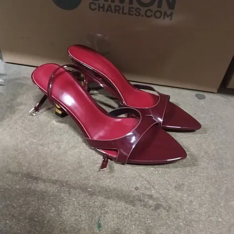Women's Burgundy Patent Leather Heels with Clear PVC Straps – UK 7 (EU 40)